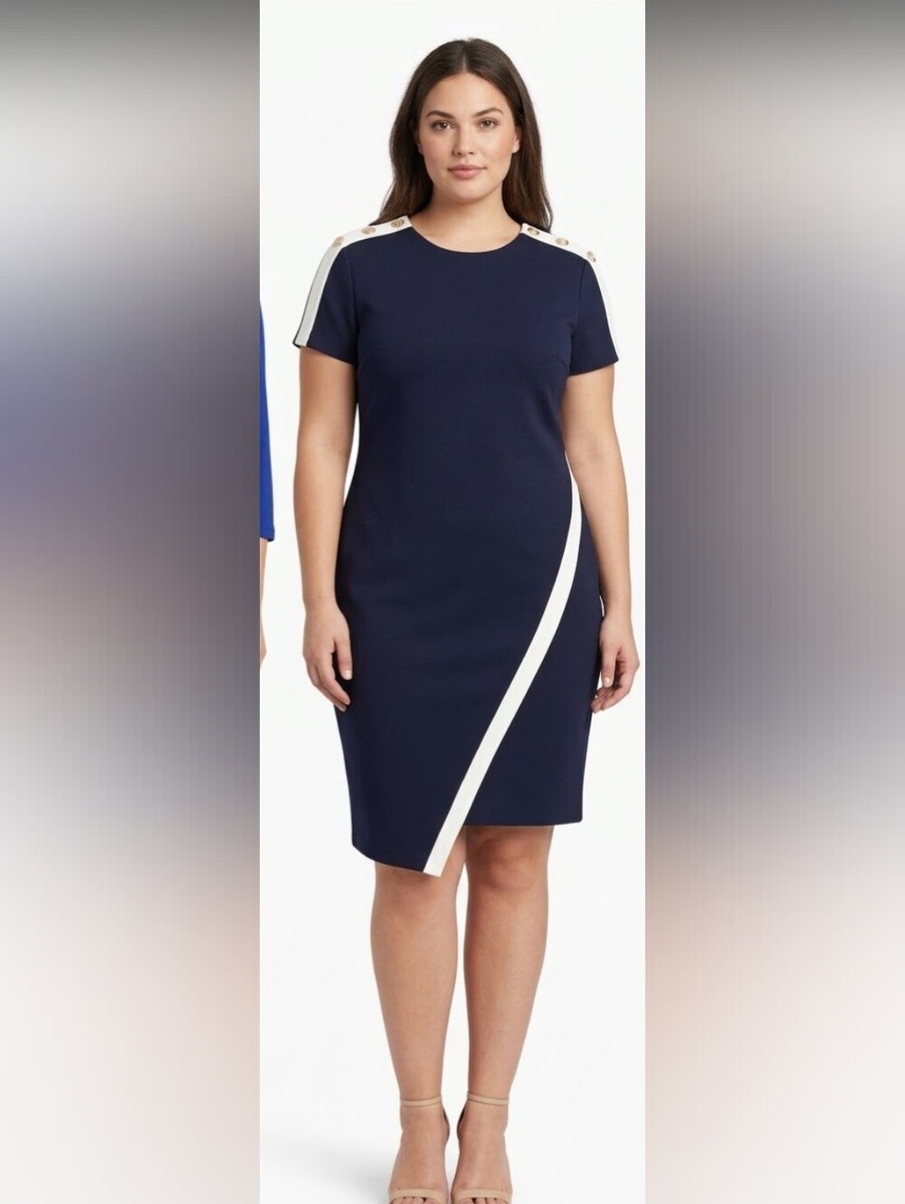 14 Tommy Hilfiger Navy Dress with White Trim and Gold Buttons